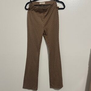 Elegant Brown Patterned Straight Leg high waisted Pants